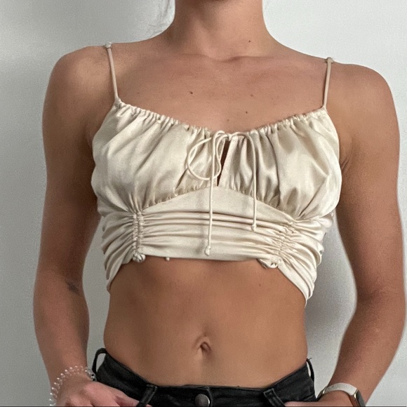 CottonCandy LA Cropped Silk Blouse - Picture 2 of 4